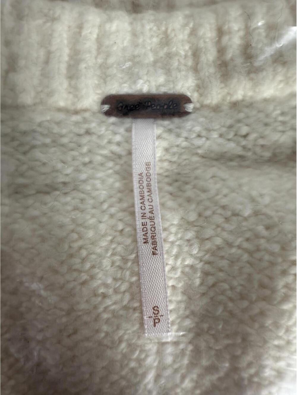 NWT Free People Brookside Tunic Sweater Ivory Knit Pullover Size Small - Picture 9 of 9